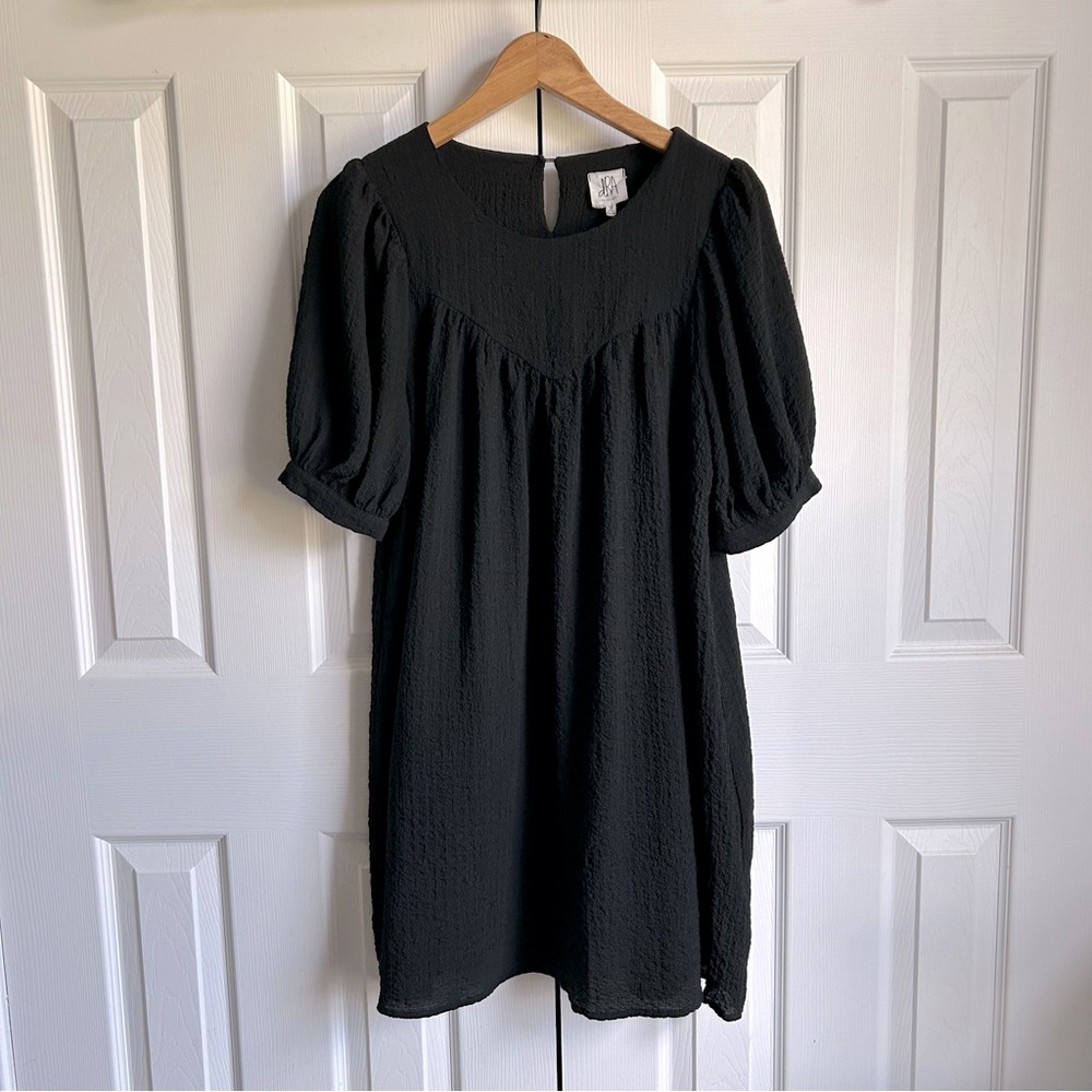Anthropologie | dRA 
black short sleeve victorian goth babydoll mini dress